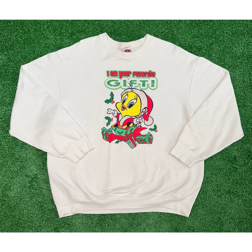 90s X-mas Tweety Bird Looney Tunes Sweatshirt Size XL